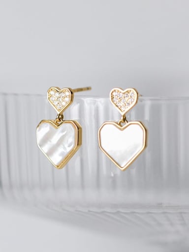 925 Sterling Silver Shell Heart Minimalist Drop Earring