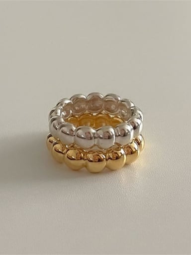 925 Sterling Silver Round Bead Vintage Band Ring