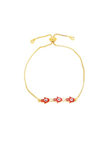 red Brass Enamel Palm Hip Hop Adjustable Bracelet