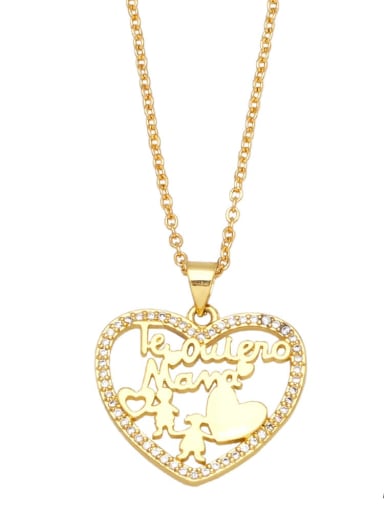 Brass Cubic Zirconia Boy Vintage Heart Pendant Necklace