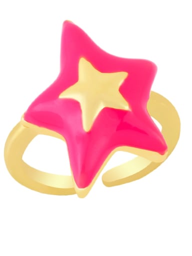 Brass Enamel Five-pointed starTrend Band Ring