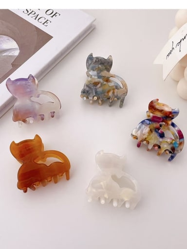 custom Cellulose Acetate Cute Cat Alloy Multi Color Jaw Hair Claw