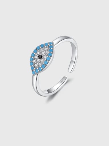 925 Sterling Silver Cubic Zirconia Evil Eye Cute Band Ring