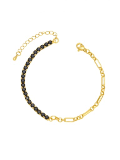 black Brass Cubic Zirconia Geometric Minimalist Bracelet