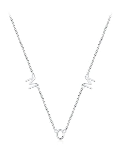 silvery 925 Sterling Silver Letter Minimalist Necklace