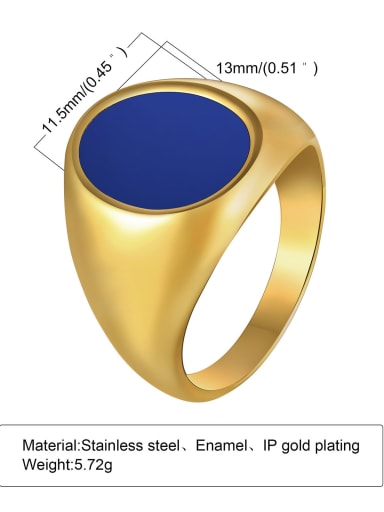 Titanium Steel Enamel Geometric Vintage Band Ring