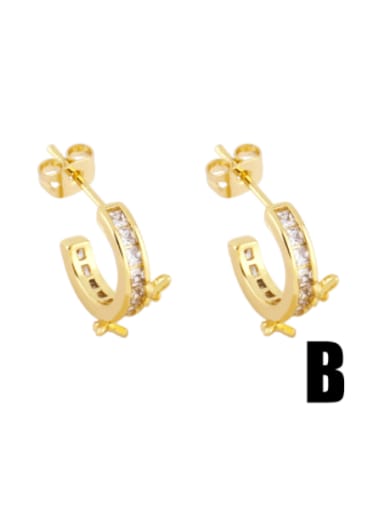 B Brass Cubic Zirconia Geometric Vintage Stud Earring