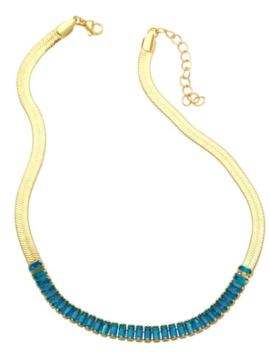 Dark blue Brass Cubic Zirconia Geometric Vintage Necklace
