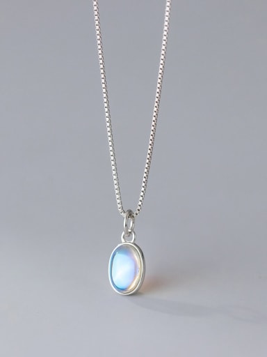 925 Sterling Silver Lampwork Stone Heart Minimalist Necklace