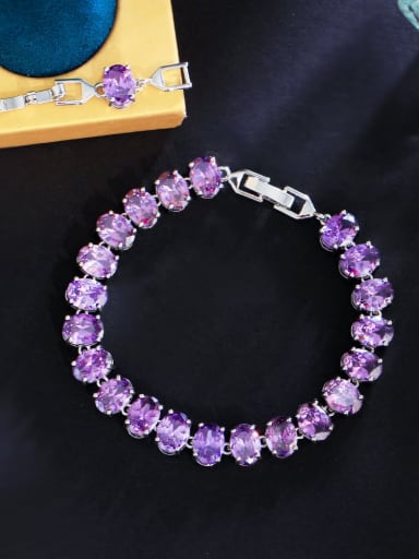 purple Brass Cubic Zirconia Geometric Luxury Bracelet