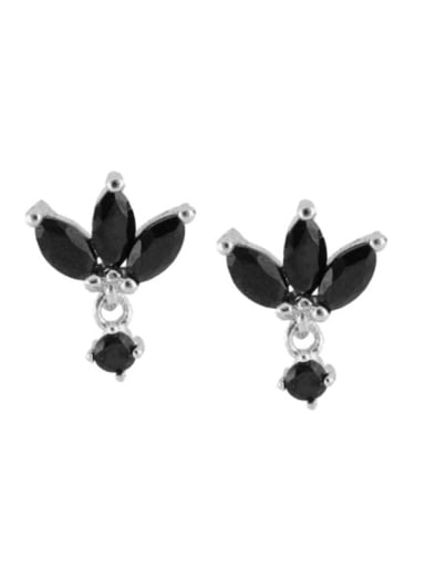 Black Silver 925 Sterling Silver Cubic Zirconia Butterfly Dainty Stud Earring