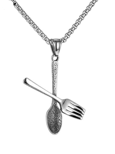 Stainless steel Spoon fork Hip Hop Pendant