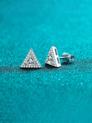 925 Sterling Silver Moissanite Triangle Dainty Stud Earring