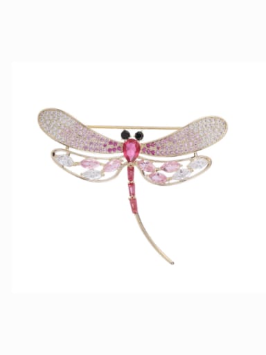 Brass Cubic Zirconia Dragonfly Luxury Brooch