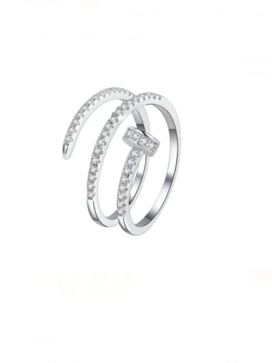 925 Sterling Silver Cubic Zirconia Irregular Minimalist Stackable Ring