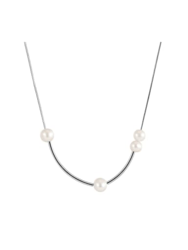 925 Sterling Silver Freshwater Pearl Irregular Minimalist Necklace