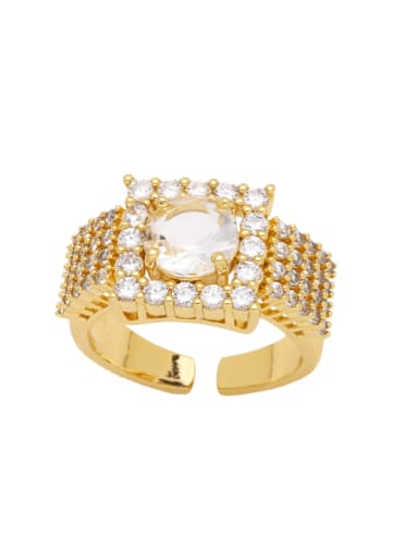 white Brass Cubic Zirconia Geometric Luxury Band Ring