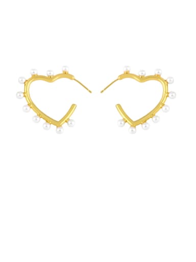 Brass Imitation Pearl Star Minimalist Huggie Earring
