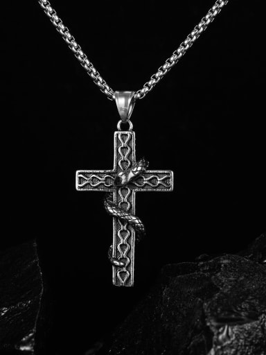Titanium Steel Cross Religious Hip Hop Necklace