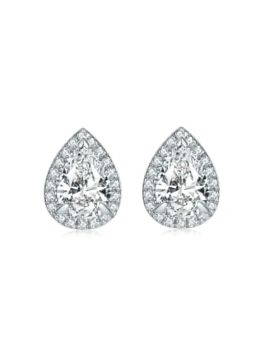 925 Sterling Silver Cubic Zirconia Water Drop Luxury Stud Earring