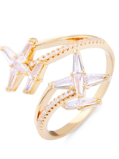 Brass Cubic Zirconia Star Luxury Band Ring