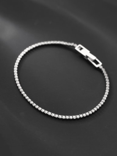 925 Sterling Silver Cubic Zirconia Geometric Minimalist Bracelet