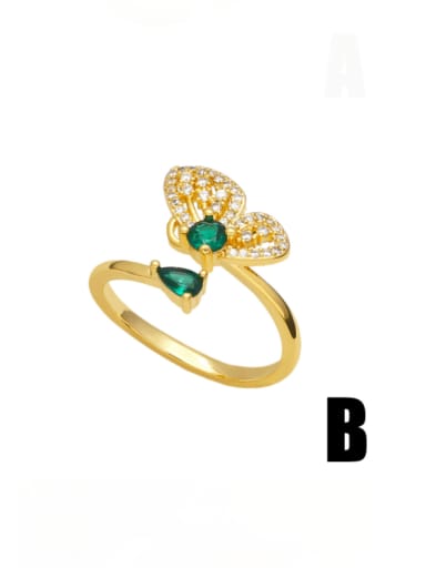 B Brass Cubic Zirconia Butterfly Vintage Band Ring