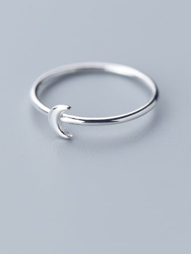 925 Sterling Silver Smooth Moon Minimalist Band Ring