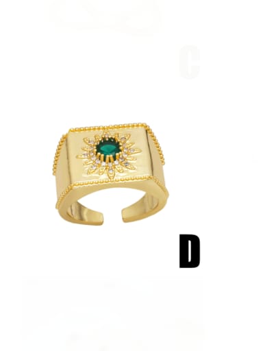 D Brass Cubic Zirconia Geometric Vintage Band Ring