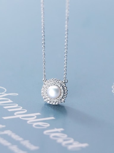 925 Sterling Silver Cubic Zirconia  Round Necklace