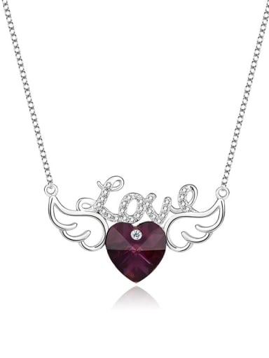JYXZ 033 (purple) 925 Sterling Silver Austrian Crystal Wing Classic Necklace