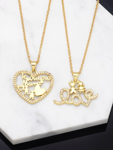 custom Brass Cubic Zirconia Boy Vintage Heart Pendant Necklace