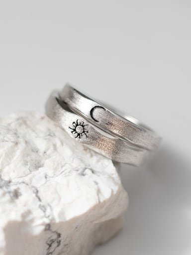 custom 925 Sterling Silver Moon Minimalist Couple Ring