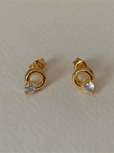 925 Sterling Silver Cubic Zirconia Geometric Vintage Stud Earring