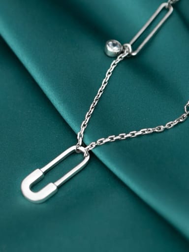 925 Sterling Silver Simple personality pin Necklace