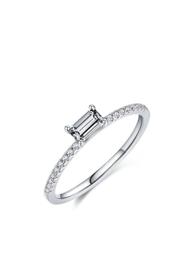silver 925 Sterling Silver Cubic Zirconia Geometric Classic Band Ring