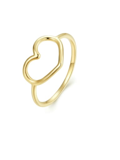 golden 925 Sterling Silver Heart Minimalist Band Ring