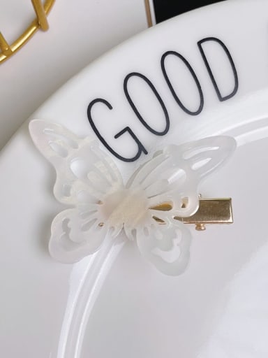 Gemstone white Cellulose Acetate Cute Butterfly Alloy Hair Barrette