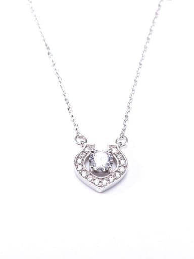 925 Sterling Silver Rhinestone Heart Minimalist Necklace