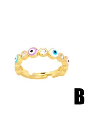 B Brass Enamel Evil Eye Cute Band Ring