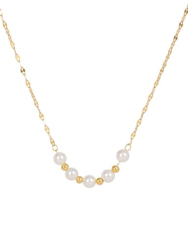 NS1007 gold 925 Sterling Silver Imitation Pearl Geometric Minimalist Necklace