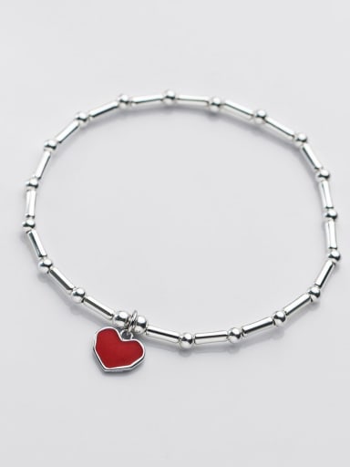925 Sterling Silver Enamel Heart Minimalist Bracelet