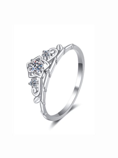 925 Sterling Silver Moissanite Crown Classic Band Ring