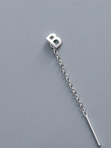 ES2180 [Single B Letter] 925 Sterling Silver Tassel Minimalist Threader Earring