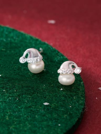 925 Sterling Silver Enamel Irregular Cute Christmas  Stud Earring