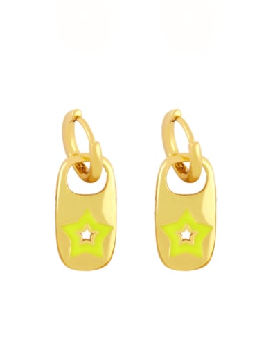 yellow Brass Enamel Star Minimalist Huggie Earring