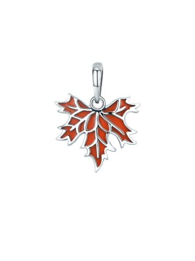 Late Autumn Maple Leaf (Single Hanger) 925 Sterling Silver Enamel Minimalist Leaf  Pendant
