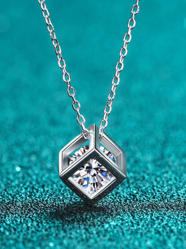Sterling Silver Moissanite Square Dainty  pendant Necklace