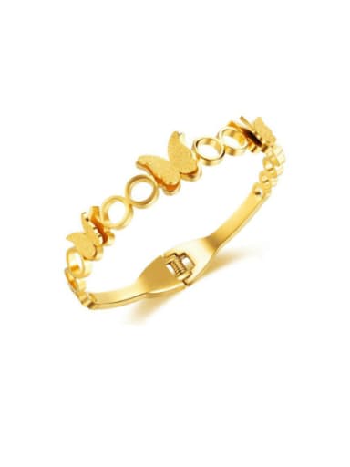 1041 Steel Bracelet Gold Stainless steel Butterfly Hip Hop Band Bangle