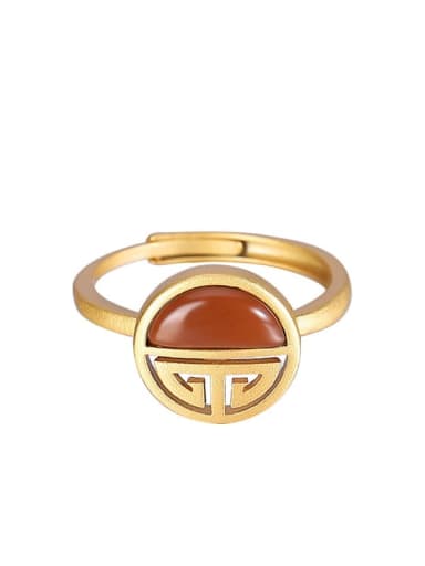 925 Sterling Silver Carnelian Geometric Vintage Band Ring